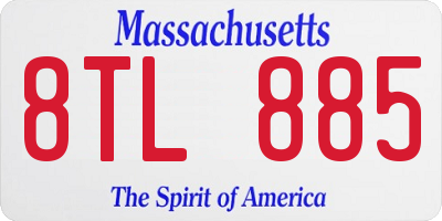 MA license plate 8TL885