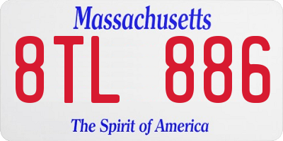 MA license plate 8TL886