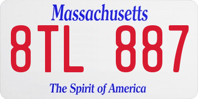 MA license plate 8TL887