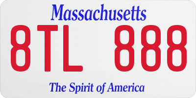 MA license plate 8TL888