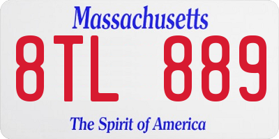MA license plate 8TL889