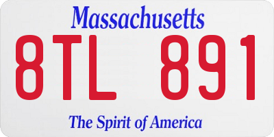 MA license plate 8TL891