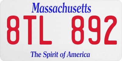 MA license plate 8TL892