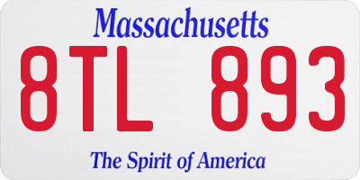 MA license plate 8TL893