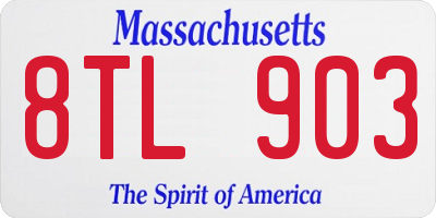 MA license plate 8TL903