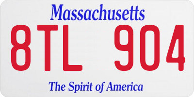MA license plate 8TL904