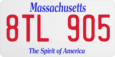 MA license plate 8TL905