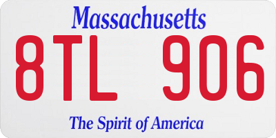 MA license plate 8TL906