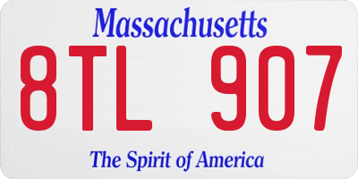 MA license plate 8TL907