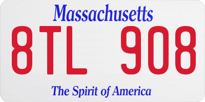 MA license plate 8TL908