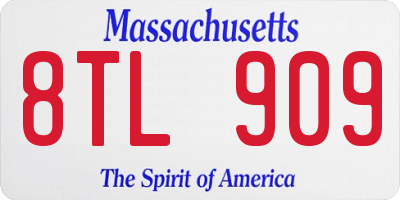 MA license plate 8TL909