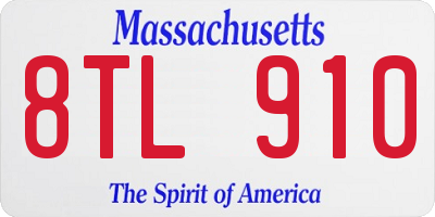 MA license plate 8TL910