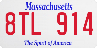 MA license plate 8TL914