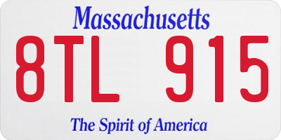 MA license plate 8TL915