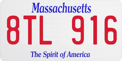 MA license plate 8TL916