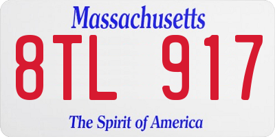 MA license plate 8TL917