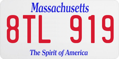 MA license plate 8TL919