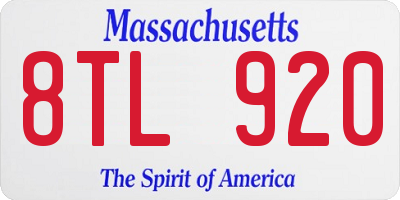 MA license plate 8TL920