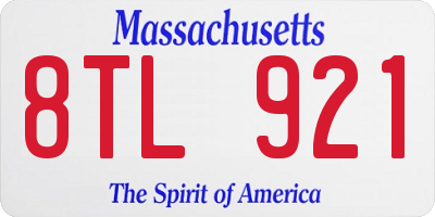 MA license plate 8TL921