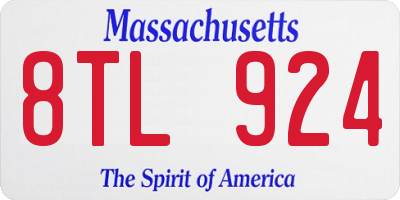 MA license plate 8TL924