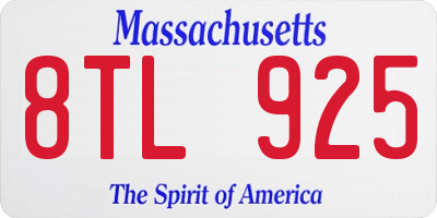 MA license plate 8TL925
