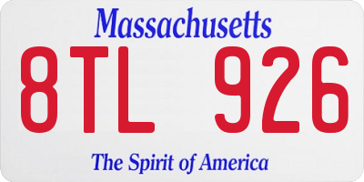 MA license plate 8TL926