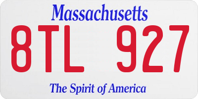 MA license plate 8TL927