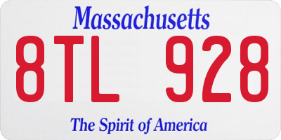 MA license plate 8TL928