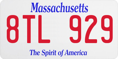 MA license plate 8TL929