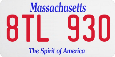 MA license plate 8TL930