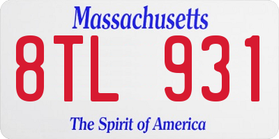 MA license plate 8TL931