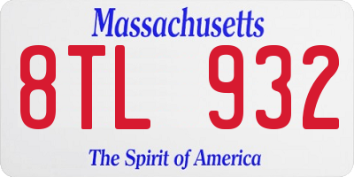MA license plate 8TL932
