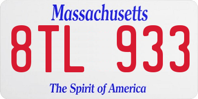 MA license plate 8TL933