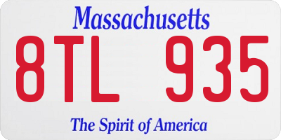MA license plate 8TL935