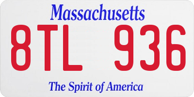 MA license plate 8TL936