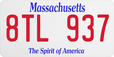 MA license plate 8TL937