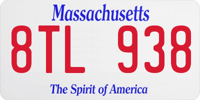 MA license plate 8TL938