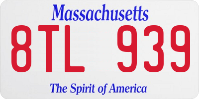 MA license plate 8TL939