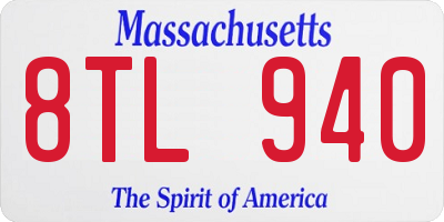 MA license plate 8TL940