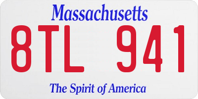 MA license plate 8TL941