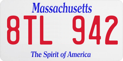 MA license plate 8TL942