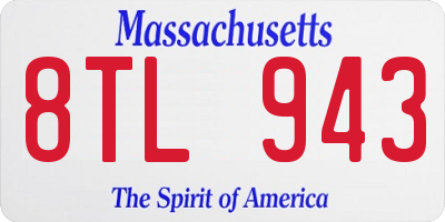 MA license plate 8TL943