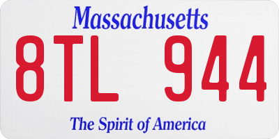 MA license plate 8TL944