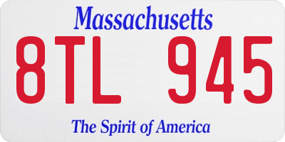 MA license plate 8TL945