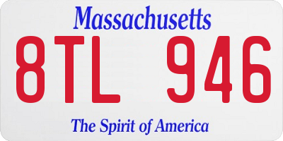 MA license plate 8TL946