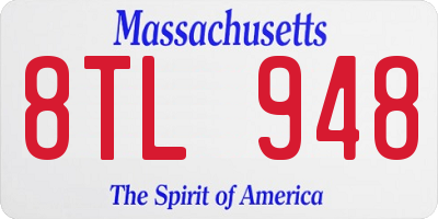 MA license plate 8TL948