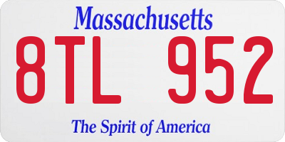 MA license plate 8TL952