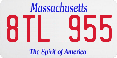MA license plate 8TL955