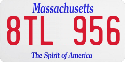 MA license plate 8TL956