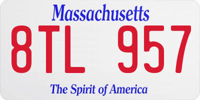 MA license plate 8TL957